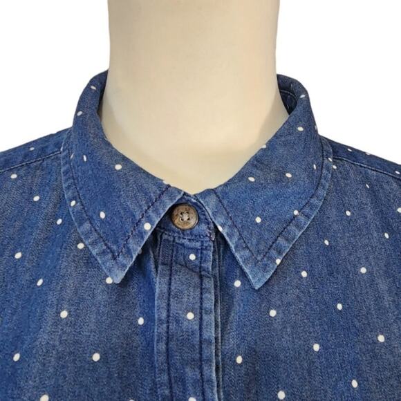 Levi's Polka Dot Denim Button‎ Up Mini Dress Size M - Picture 4 of 9